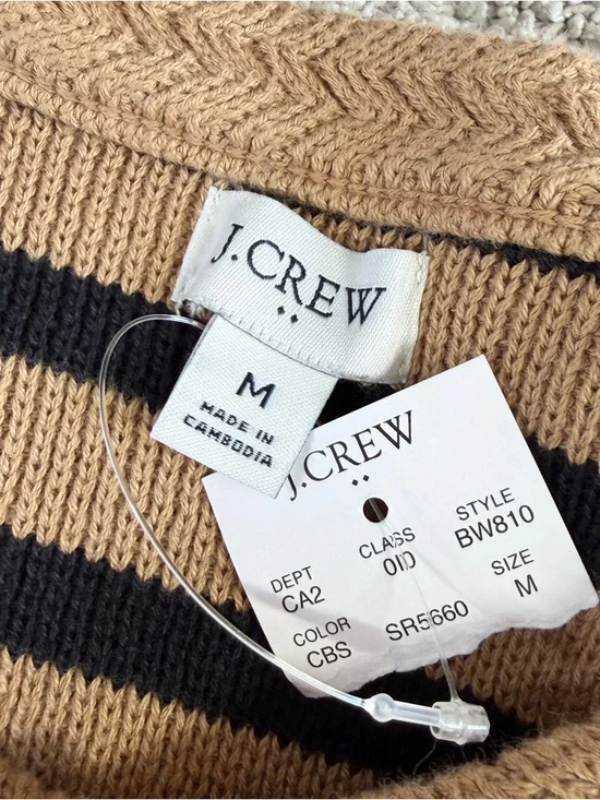 NWT J. Crew Factory Women’s Stripe Cotton Lady Cardigan Sweater in Brown Black M - Picture 7 of 10